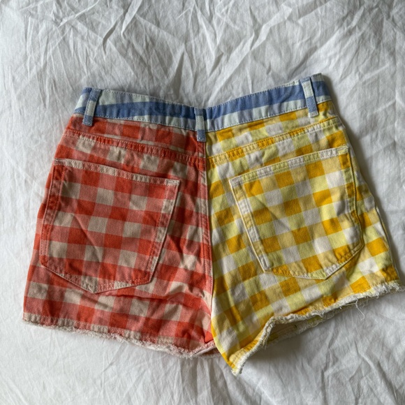 FARM Rio Color Block Gingham Denim Shorts S - Picture 7 of 7